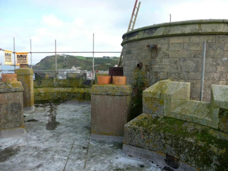 The roof and parapet walls before cleaning