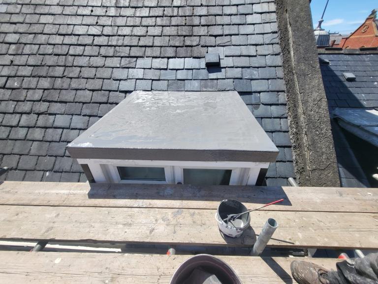 The final dorma roof is jointless and seamless, with replaced slating further protecting the end