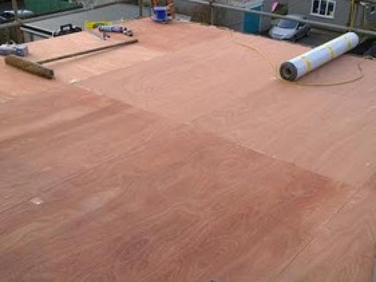 The roof was covered in new ply decking