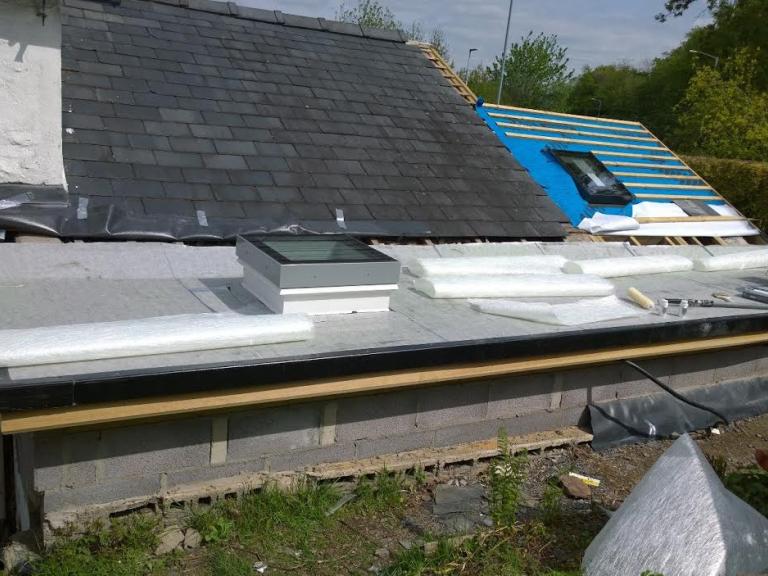 The area also included a skylight and joined different sections of roof