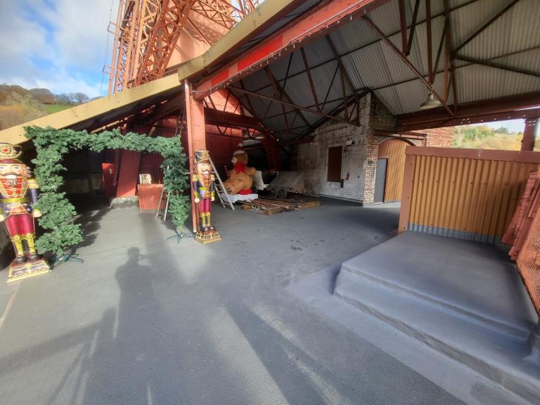 The covered outdoor area for Santa's Grotto Experience, ready with a whole new surface