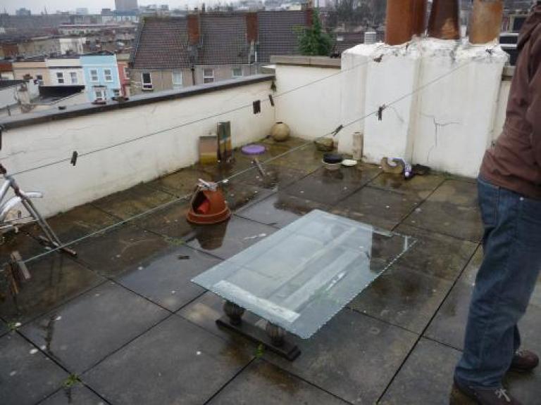 The roof garden was worn and leaking